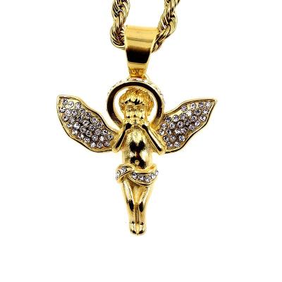 China FASHIONABLE Personalized Classic Gold Plated Stainless Steel Angel Pendants Chain Necklace for sale