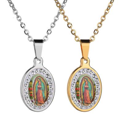 China FASHIONABLE Hot Selling Simple Gold Stainless Steel Portrait Virgin Mary Pendant Necklace for sale