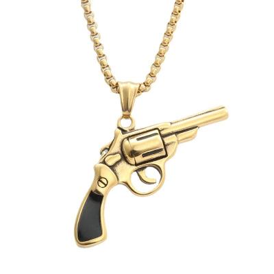 China TRENDY Fashion 18k Gold Plated Personalized Gun Punk Charm Pendant Necklace Men for sale