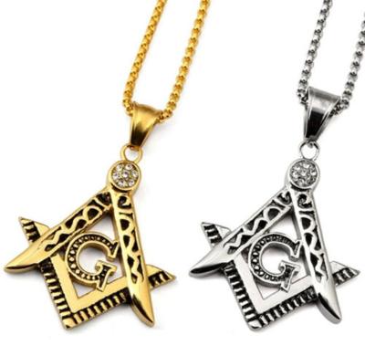 China Hiphop 316 Freemasonry 18k Gold Plated Stainless Steel Pendant Necklace for sale