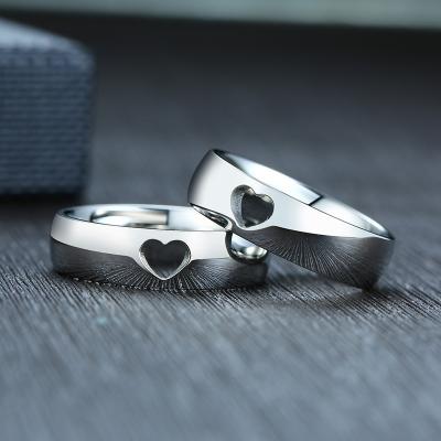 China TRENDY Hollow Stainless Steel Love Promise Couples Ring For Men And Women for sale