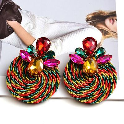 China 2021 Trendy Fashion Personality Colors Drop Trendy Crystal With Diamond Earring For Women for sale