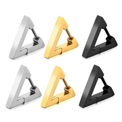 China FASHIONABLE Amazon Stainless Steel 18k Gold Plated Triangle Clip On Earrings For Men for sale