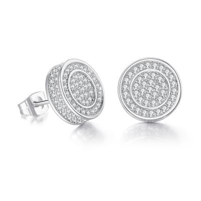 China 2021 FASHIONABLE micro full stud zircon hiphop gold plated earrings for men for sale