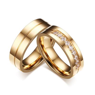 China FASHIONABLE Personalized Gold Plated Stainless Steel Zircon Couple Ring for sale