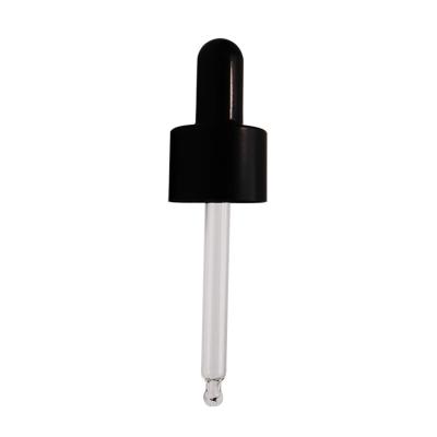 China Non Spill Wholesale 24mm Pure Black Screw Plastic Dropper For Essential Oil for sale