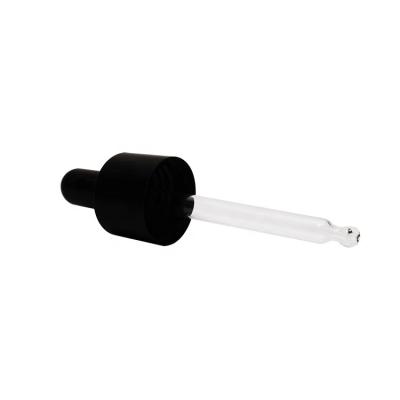 China Non Spill 24 410 Black Plastic Dropper With Glass Pipette For Essential Oil Bottle for sale