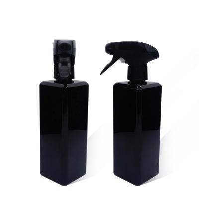 China 1000ml Personal Care Plastic Black Square Bottle With All Trigger Plastic Sprayer for sale