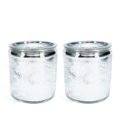 China Gift & Silver Engraved Candle Glass Cup Jar Craft Candle Aromatherapy Scented Bottle for sale