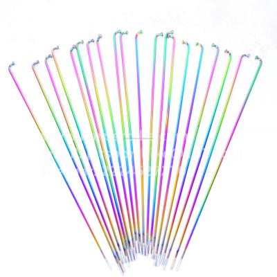 China Stainless steel stainless steel bicycle spokes in rainbow jetfuel oilslick color for BMX and adult bicycle for sale