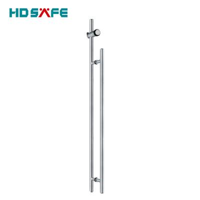 China Minimalist HDSAFE 304/316 Stainless Steel Door Pull Handle Lock Security Office Tempered Glass Glass Door Handle with Lock for Sliding Door for sale