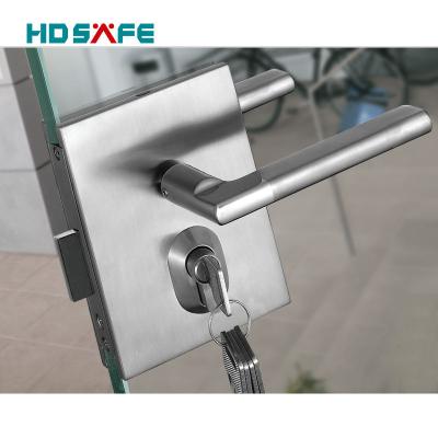 China Security Minimalist Pivot Stainless Steel Glass Door Lock With Pull Handles 8-12mm Tempered Glass Door Lock Office Casement Swing Door Lock for sale