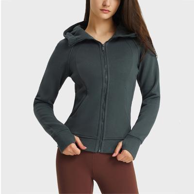 China Anti-wrinkle DJ028 Women's Full-Zip Up Hoodies Jacket Fleece cotton/polyester blend Workout Sweatshirts with Pockets Thumb Hole for sale