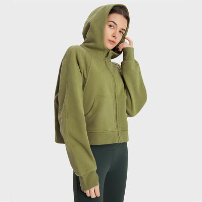 China Anti-wrinkle DH202 Sport Women's Performance Fleece Full Zip Hoodie Pullover Sweatshirts Long Sleeve Sweater jackets with Thumb Hole for sale