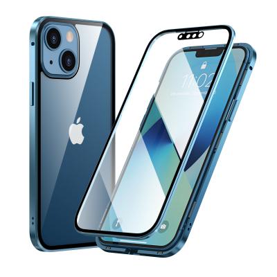 China mental & Ultra Clear IPhone13 Tempered Glass Cases Full Mental Protective Magnetic And Tempered Glass Case For IPhone13 for sale