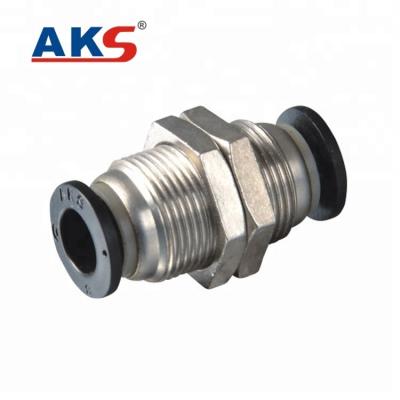 China Pneumatic Air Bulkhead PM Union Plastic And Brass Straight Fit Round Air Duct Connector for sale