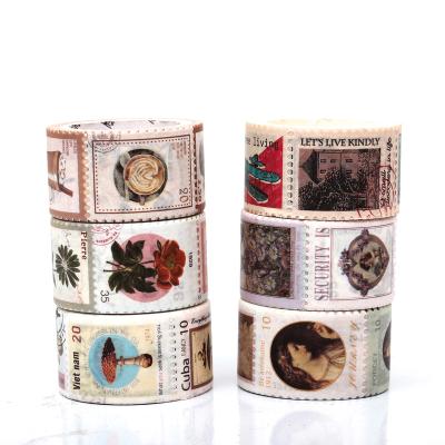 China Waterproof custom retro printed washi tape for handCraft decoration stamps for sale