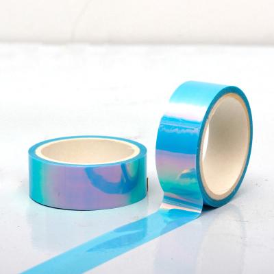 China Waterproof Holographic Changeable Decorative Iridescent Tape Roll Custom Packaging Tape for sale