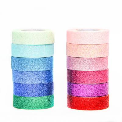 China Glitter Waterproof Adhesive Tape Handcraft Waterproof Gift Wrapping Washi Tape for sale