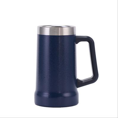 China Adventure Large Hand Grip Beer Mug 24oz Stainless Steel Wall Vacuum Flasks And Thermos Cup Viable Tankard Beer Mug With Handle for sale