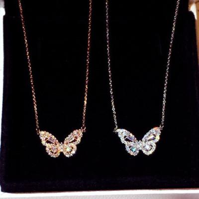 China CLASSIC Elegant Gold Butterfly Necklace Jewelry Silver Plating Diamonds Butterfly Pendant Necklace For Women Gift for sale