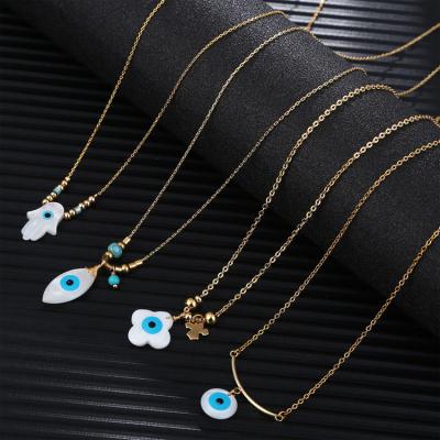 China Europe America Palm Blue Eye CLASSIC Shell Horse Eye Pendant Necklace For Women for sale