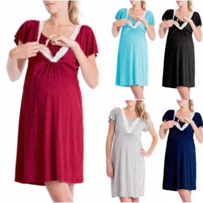 China Breathable Professional Factory Making Pregnant Women Nightgown Dress With Breastfeeding Sleepwear for sale