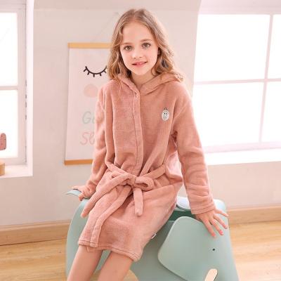 China Autumn and winter boys' bathrobe coral home clothes children's velvet flannel nightgown girls thermal long medium and large children for sale