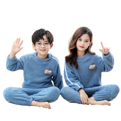 China Thermal boys and girls cloud velvet suit warm children's home to wear the Korean version of the long sleeve pajamas set for sale