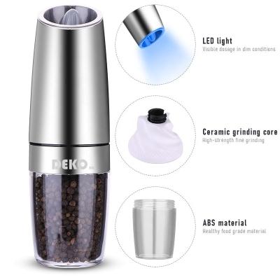 China DEKOhm 2021 Gravity Core Viable Glass Steel Ceramic Spice Grinder Electric Salt and Pepper Mills for sale