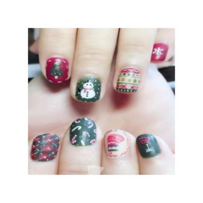 China 2021 Eco-friendly Christmas For Nails Girl Christmas Snowflake Fake Nail With Glue Art Decoration Nail Art Sticker for sale