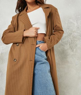 China Ladies pleated ruffle long fall winter coats anti-shrink sheathed stylish women fashionoable trench coats for sale