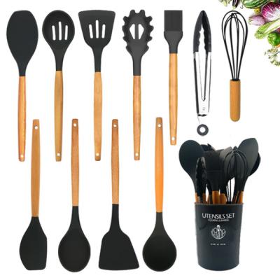 China Sustainable Silicone Kitchen Utensil Set 12 Pieces Kitchenware Set Cookware Set for sale