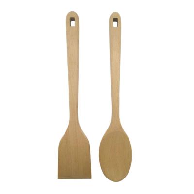 China Sustainable Wooden Kitchen Utensils Set 2-Piece Eco Friendly Natural Wooden Kitchen Utensils Kitchen Cookware Set for sale