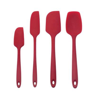 China Viable Series 4-Piece Seamless Silicone Spatula Set Heat Resistant - Large Spoonula Small Spatula Mini Spatula RED for sale