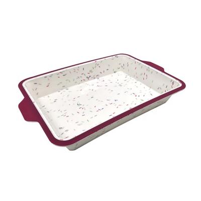 China Durable Non-Stick Sturdy Handle Square Brownie Cake Baking Pan Silicone Pans Toffee Brownie Tray for sale