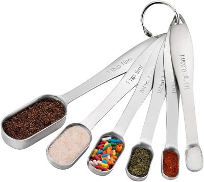 China Sustainable Measuring Set Kitchen Set Stainless Steel Set Measuring Baking Measuring Utensils And 2 Hanging D Rings for sale