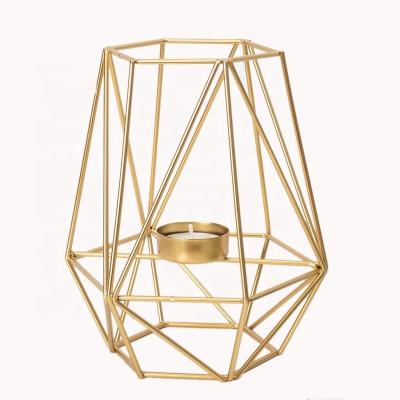 China Minimalist Candle Holder Gold Iron Candlestick Living Room Table Decoration for sale