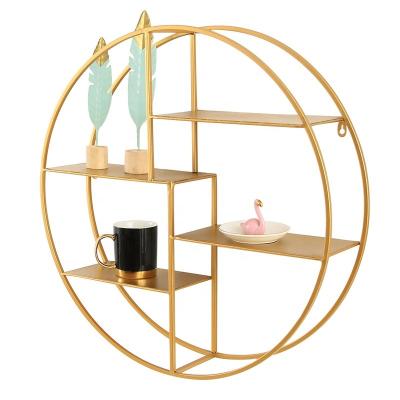 China Floating Metal Wall Shelf Gold Metal Mount Decoration Furniture Wall Shelves for sale