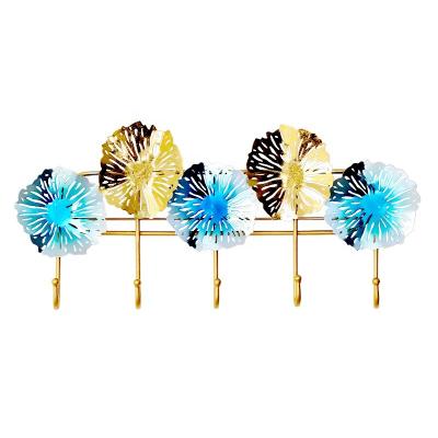 China Metal Luxurious Colorful Flower Metal Entryway Glitter Hook for sale