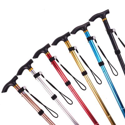 China Outdoor Camping Hiking Adjustable Factory Price Aluminum Alloy Five Step Displacement Walking Stick For The Elderly for sale