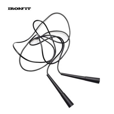 China Adjustable PVC Length Fitness Rope Long Plastic Handle Black Adjustable Jump Rope for sale