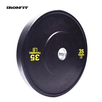 China Customized Durable Solid Rubber Weightlifting 25kg Black Bumper Plate for sale