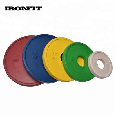 China Weightlifting / Cross Training / Powerlifting 0.125 to 2.5 Kg Weightlifting Change Plates Colored Rubber Fractional Plate for sale