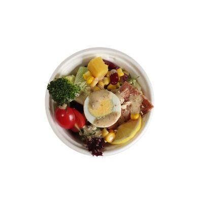 China Biodegradable Disposable Biodegradable Sugarcane Bagasse Food Containers Paper Fruit Salad Soup Pulp Round Bowl for sale