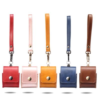 China Luxury Handmade For Airpod 2 Case Cute Handmade Leather Earphone PU Key Chain Protective Bag Purse For Airpods 1 With Carry Strap for sale