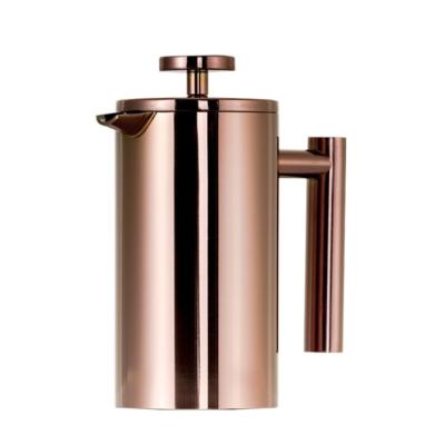 China Sustainable Luxury Rose Gold Color Double Wall Stainless Steel French Press for sale