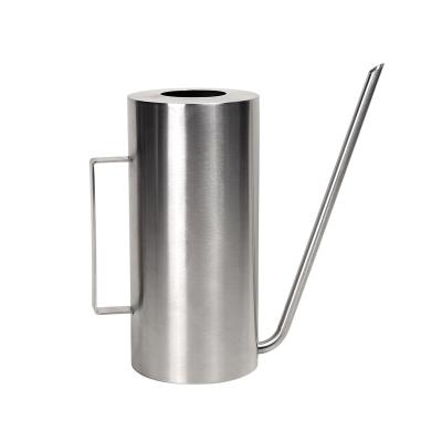 China Modern 1.5 Liter Cylinder Shape Stainless Steel Garden Flower Plant Watering Handle Can Metal Watering Can for sale