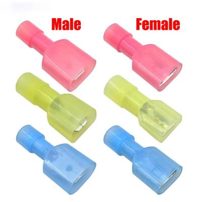 China Strong and Good Electrical Conductivity 100pcs 50pairs Insulation Male and Female Terminal Crimp Nylon MDFN Electrical Wiring Connector Insulated Spade Insulation 50pairs for sale