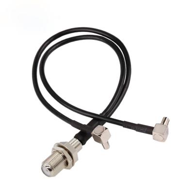 China 3G/4G Microwave Antenna Extension Cable F Female to Male Right Angle Type 2x TS9 F Splitter 15CM Y Cable Y Combiner RG174 Jumper Pigtail for sale